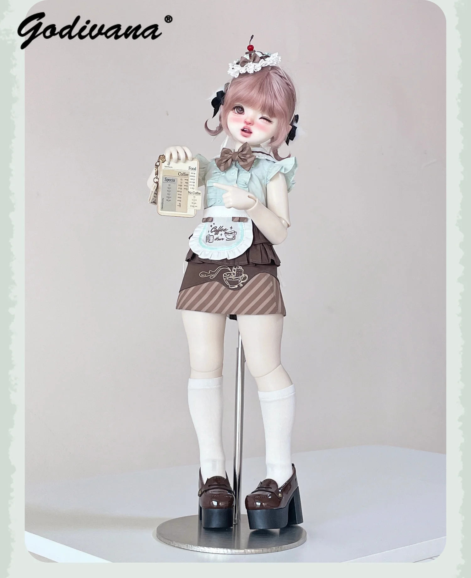 Одежда для куклы Chubby 14 BJD: милый наряд горничной в стиле десерта, очаровательная блузка с бантом в стиле кафе с фартуком и юбкой, украшение для волос, костюм для куклы. (art.: 3920dd1d7b7ac) - 3920dd1d7b7ac