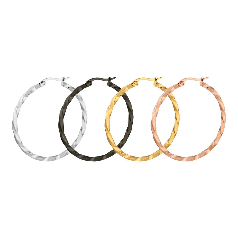 

Fashion Titanium Twisted Earings Stainless Steel Ear Buckle Exquisite Earrings For Women's Jewelry Charm