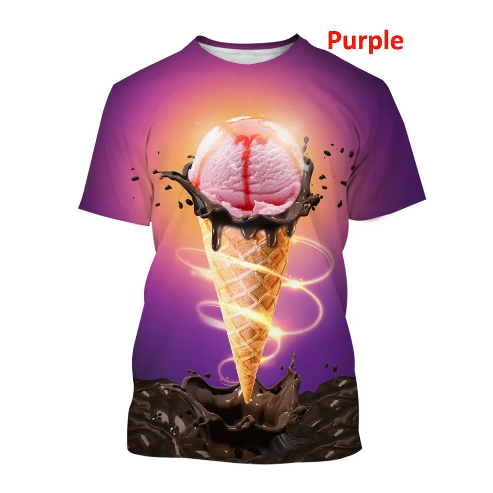 

Футболка с рисунком мороженого для мужчин и женщин, модная уличная одежда с коротким рукавом и 3D принтом, летняя одежда, детские топы