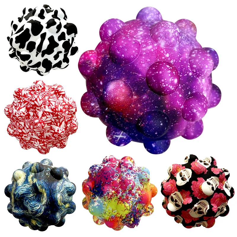 Stylish 3D Pop Pinch Ball Silicone Push Bubble Balls Anti-stress Vent Stress Relief Hand Fidget Toy Squishy Stressball Kids Gift