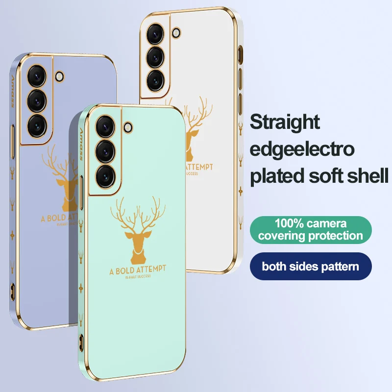 Квадратный Гальванизированный чехол для телефона Samsung S22 Ultra S21 S20 S10 Plus FE с боковым