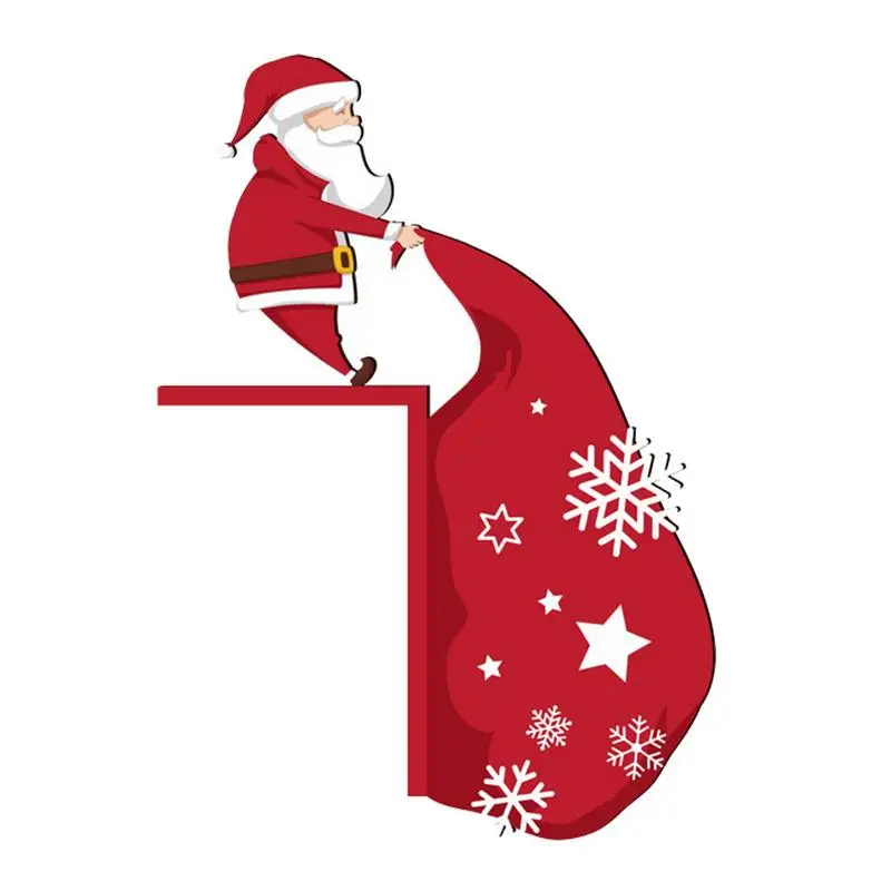 

Christmas Door Frame Decor Wooden Santa Claus Elk Door Decor Wooden Door Corner Sticker Christmas Holiday Decorative Wall