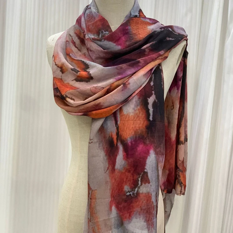 Новый акварельный цветочный дизайнерский шарф дышащие мягкие длинные модные