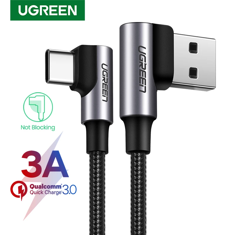 Кабель Ugreen USB-Type C для телефонов Android угловой 3A 0.5-2 м |