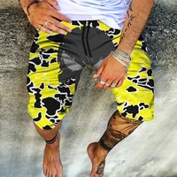 keke new yellow skull 3d print short homme summer shorts men five point boardshorts breathable male casual shorts comfortable