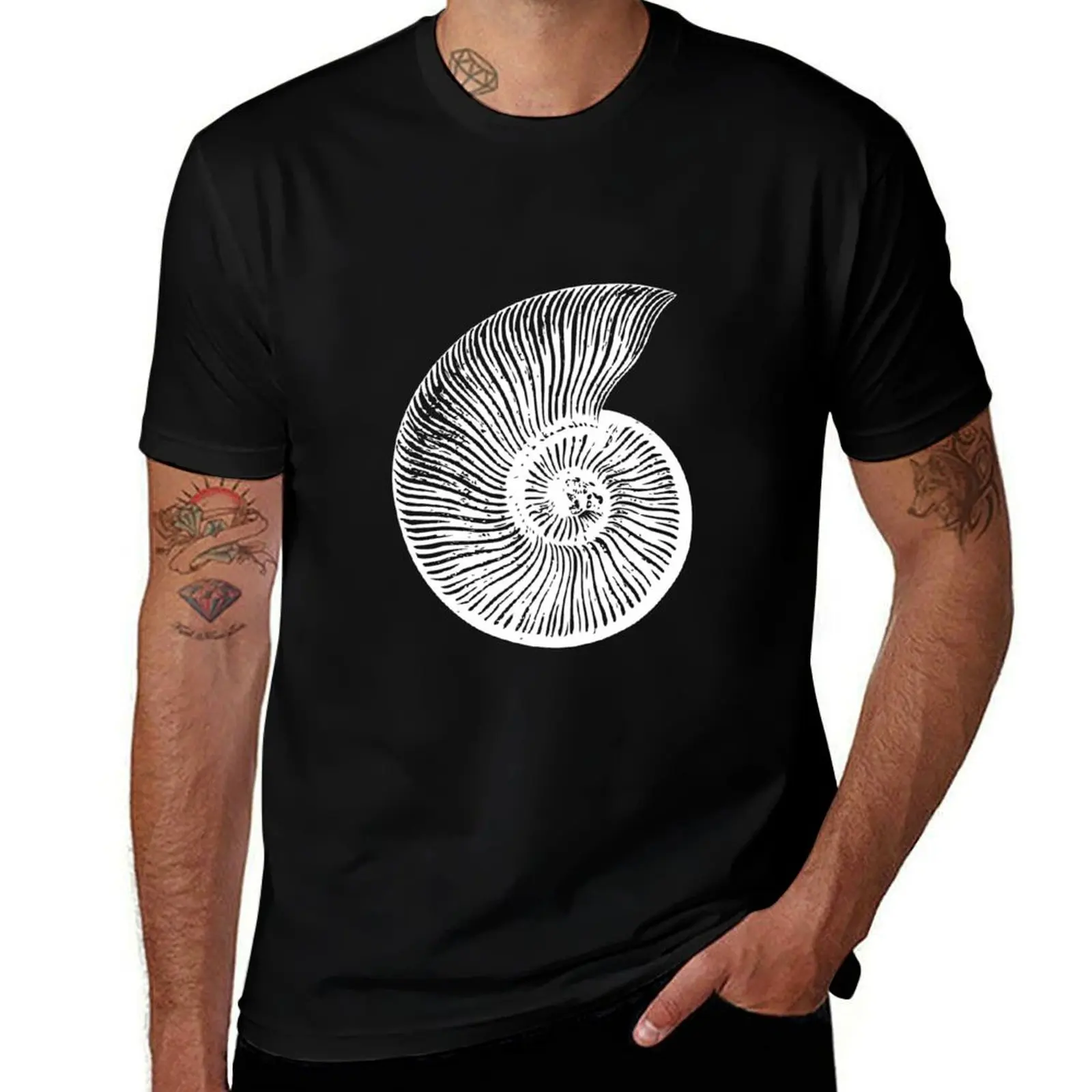 Фото Футболка FOSSIL AMMONITE Cool MARINE LIFE большого размера с короткими рукавами для мужчин №1