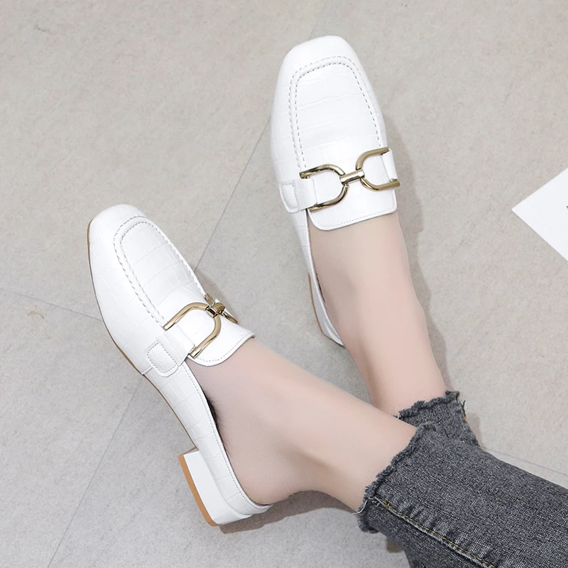

Casual Baotou Slippers Women Shoes Thick Heels Fashion Go Out Half Slippers All-match Muller Drag 2022 Spring New Trend Sandals