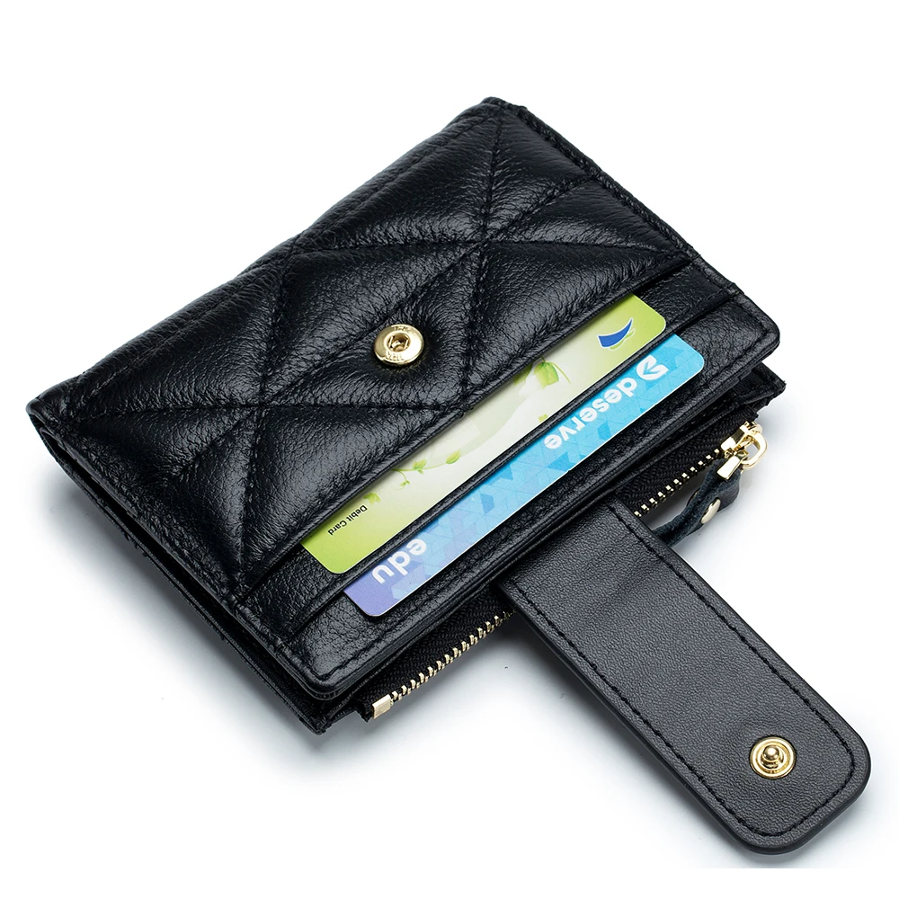 Женский короткий кошелек из натуральной кожи с застежкой держатель для