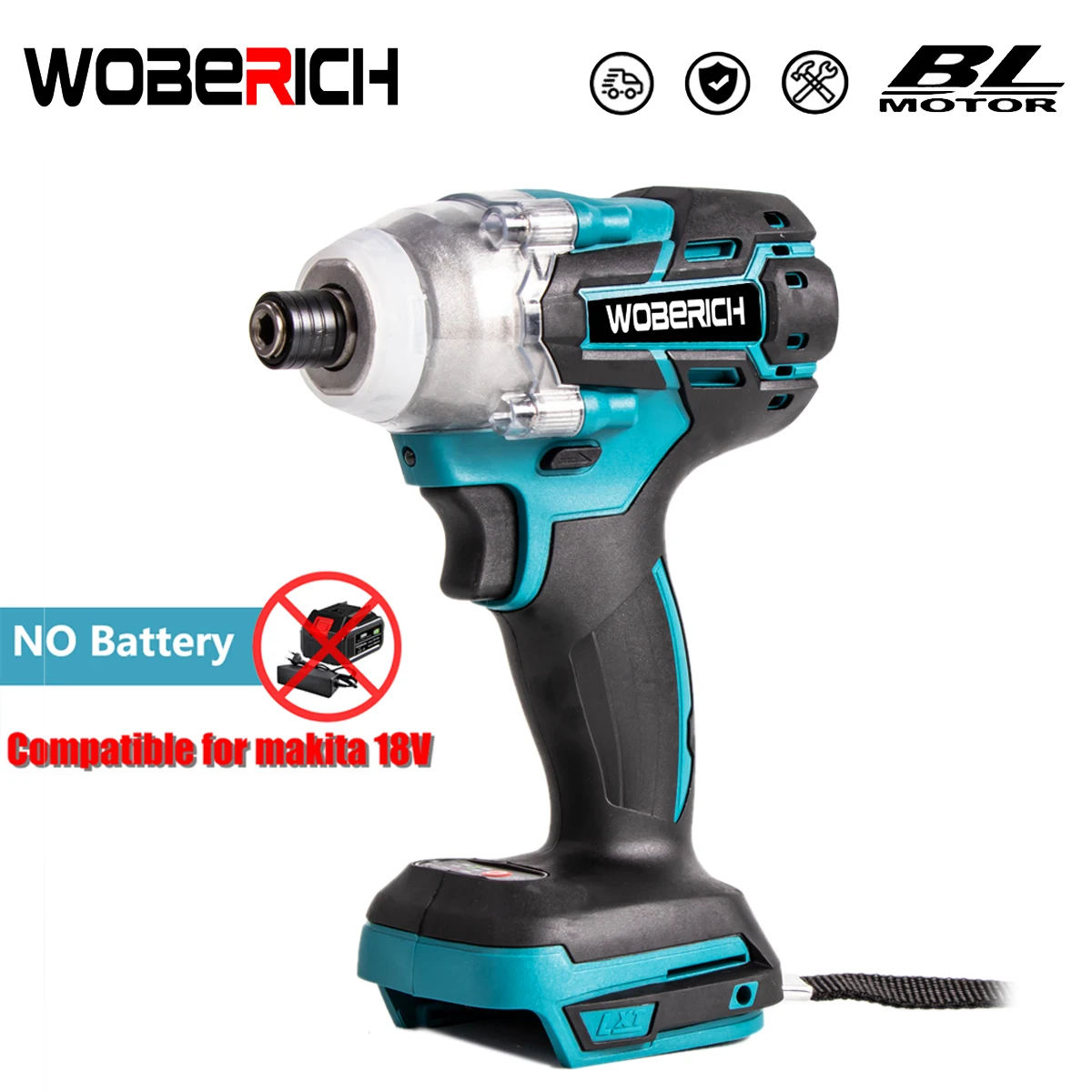 Cordless Electric Impact brushless Wrench Rechargable Screwdriver Drill Driver Power Tools LED Light For 18V Makita Battery