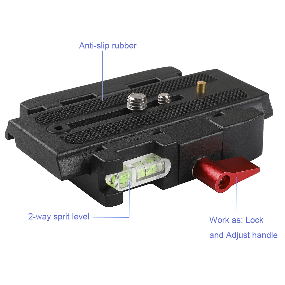 

P200 Quick Release Plate Aluminum Alloy Camera Tripod Base Plate with QR Clamp Adapter with 1/4" 3/8" Screw Hole for Manfroto