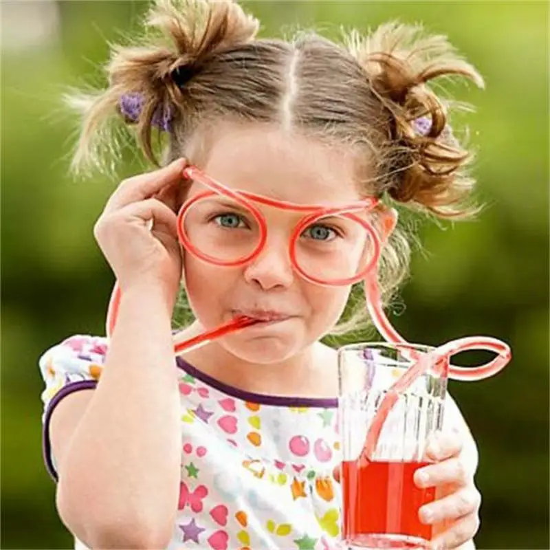 

2/4/5PCS Birthday Christmas Party Accessories Funny Glasses Straw Homebrew Funny Drinking Tube Flexible Soft Kitchen Gadgets