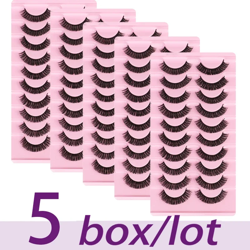 30 paires/50 paires D Curl russe bande cils moelleux Volume faux cils D Curl dramatique désordre maquillage faux cils