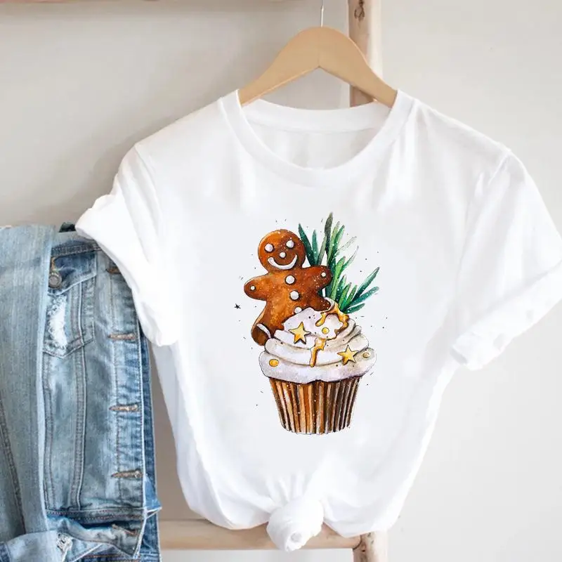 

Women New Year Merry Funny 90s Trend Fashion Christmas Happy Holiday Trend Cartoon Tshirt Graphic T-shirts Top Travel Tee