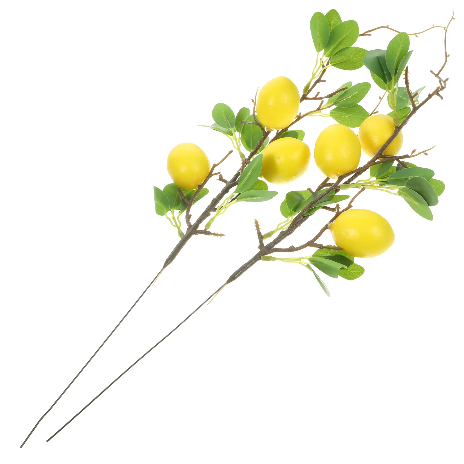 

2 Pcs Artificial Faux Office Green Plants Household Foam Desktop Fake Lemon Branch Vivid