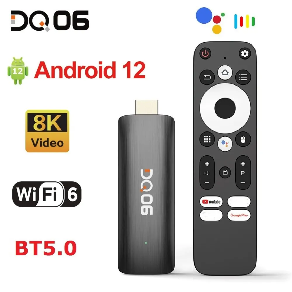 Мини-ТВ-приставка DQ06 ATV Android 12 Allwinner H618 Quad Core Cortex A53 Поддержка 8K видео 4K Wifi6 BT голосовой пульт дистанционного управления Смарт ТВ-приставка