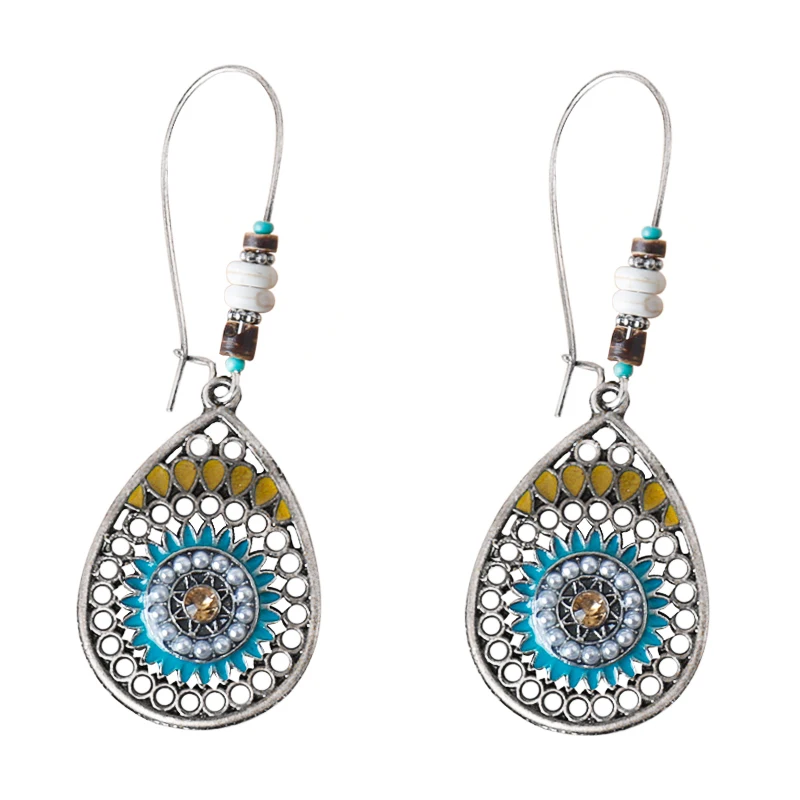 

Bohemian Boho Indian Ethnic Colorful Dangle Hanging Earrings For Women Female Water Drop Ear Ornaments Wedding Accessory Jewelry