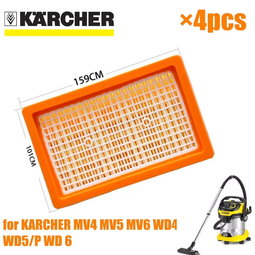

4 шт., детали для пылесосов KARCHER MV4 MV5 MV6 WD4 WD5 WD6 для влажной и сухой уборки, запасные части #2,863-005.0, фильтры НЕРА