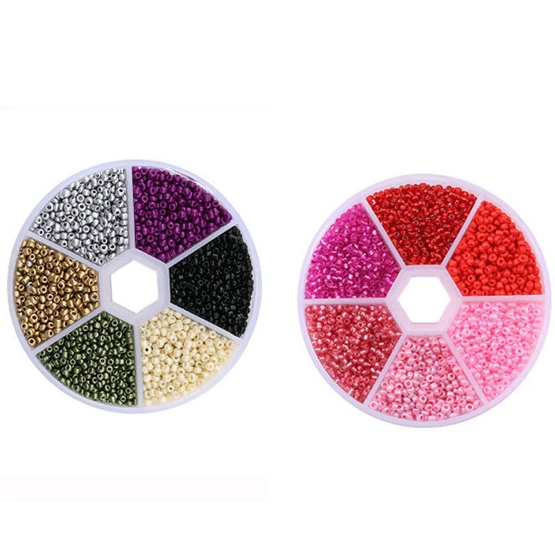 

2Set 2Mm Glass Seed Beads Pendant Crystal Gasket Glass Beads For Jewelry Making DIY Handmade Accessories, Red & Dark