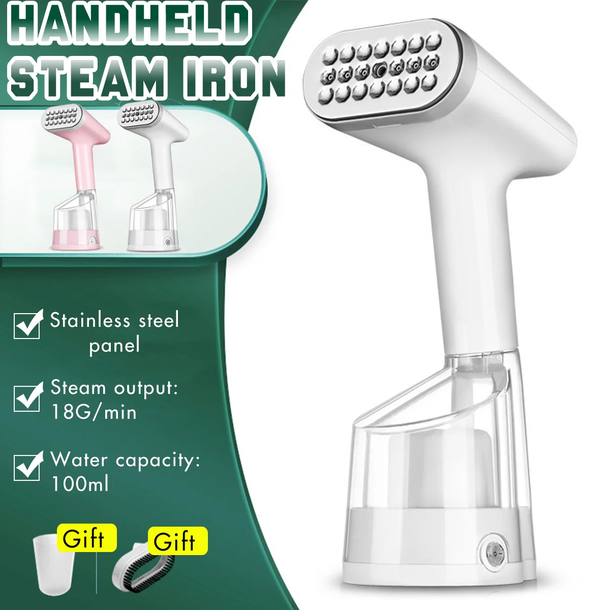 

220V Handheld Garment Steamer 800W Household Fabric Steam Iron 100ml Mini Portable Vertical Fast-Heat For Clothes Ironing EU Plu