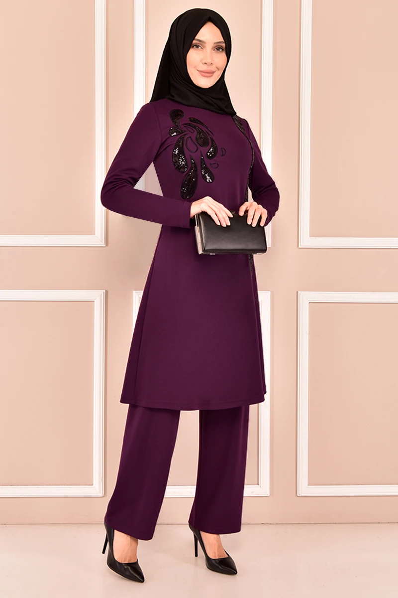 

Stamp Embroidered Kombin Murdum Muslim Woman Outfit İslamic Woman Abaya Dress Muslim Tops Turkey Store Muslim Hijab KBR10015