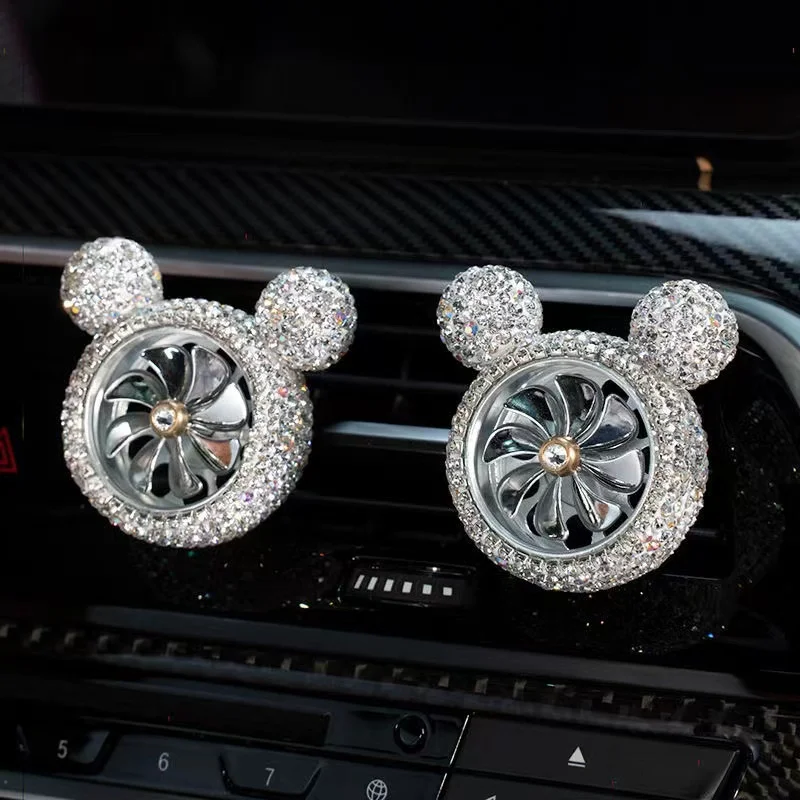 

Car Rotating Mickey Diamond Air Outlet Perfume Car Decoration Air Conditioning Vent Aromatherapy Clip Car Interior Decoration