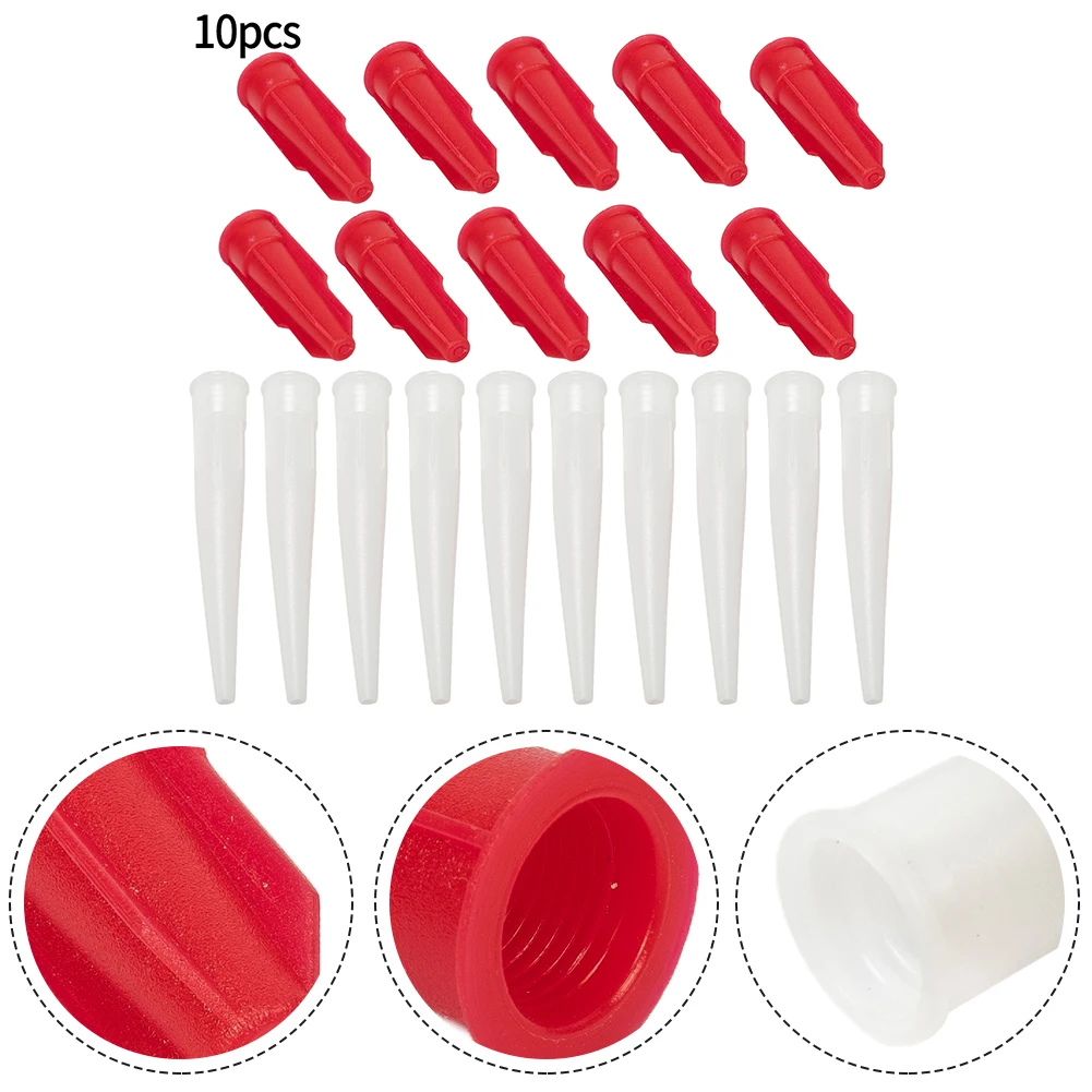 10pcs Caulking Gun Nozzles Spare Silicone Nozzle Silicone Tube Nozzle Cap Re-Sealable Mastic Cartridge Spare Nozzles Screw Cover