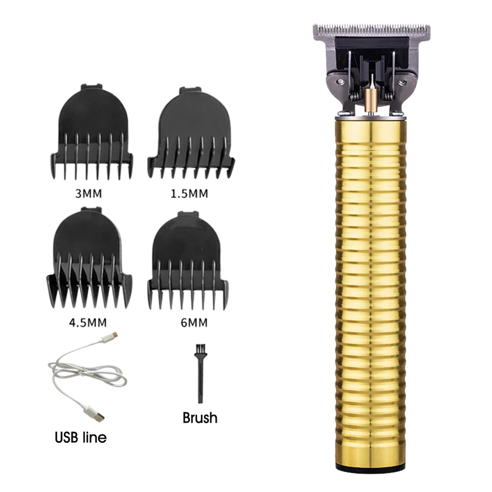 

Men Electric T Outliner Beard Shaving Professional Low Noise Cordless With Comb Carving Hair Trimmer USB Rechargeable Home Salon