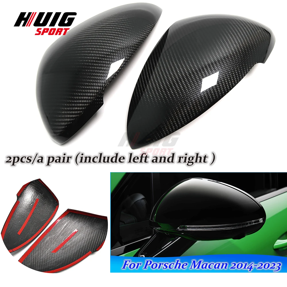

Накладка на боковое зеркало заднего вида из настоящего углеродного волокна для Porsche Macan 2014-2023, наружное боковое крыло, крышки заднего зеркала в виде ракушки