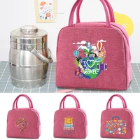 travel print lunch bags cooler tote insulated box bag canvas dinner cold food container school picnic handbags women kids travel