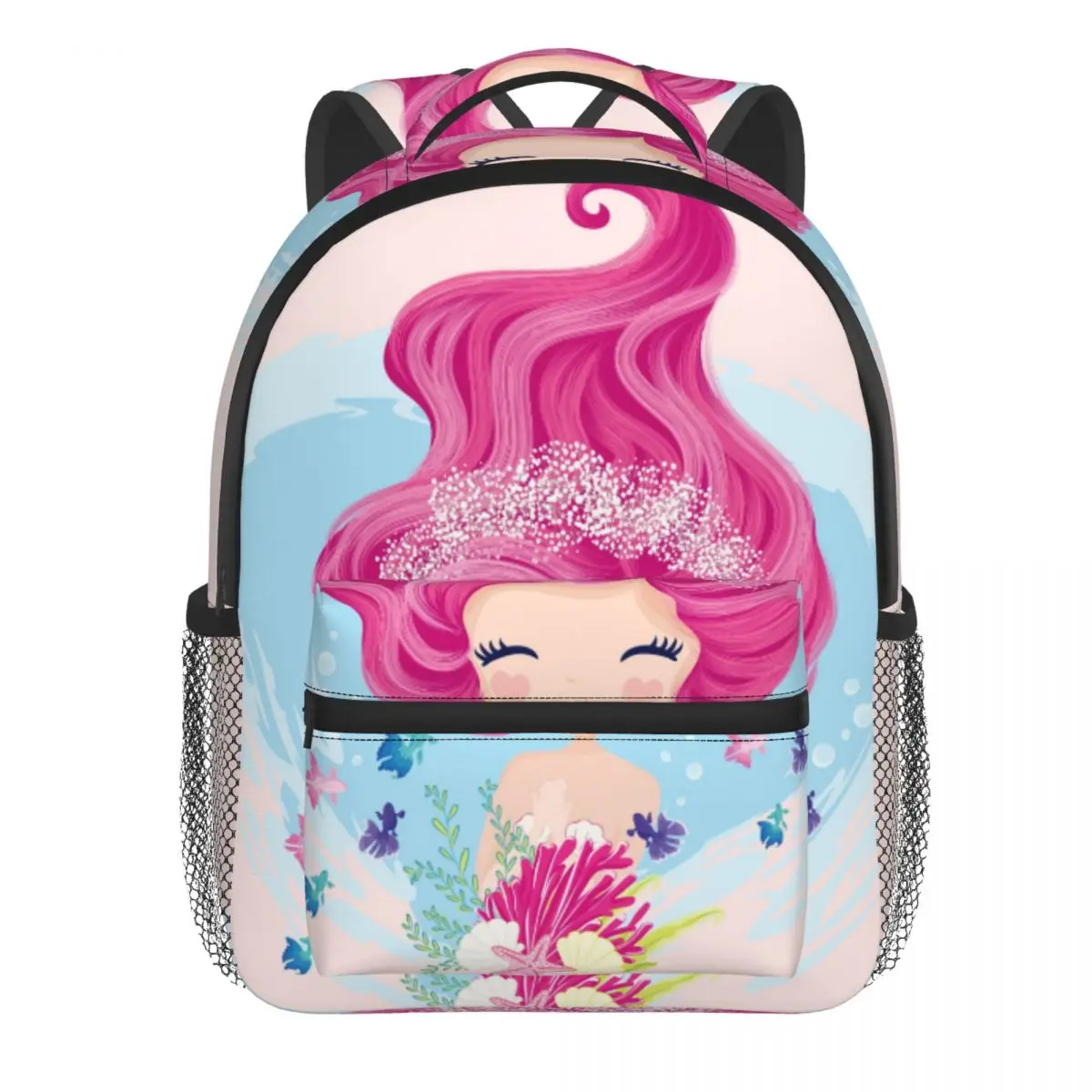 Children Bag Cute Mermaid With Fishes And Seashells Kids Bag Kindergarten Preschool Backpack for Boys Girls 3-4-6 Years Old