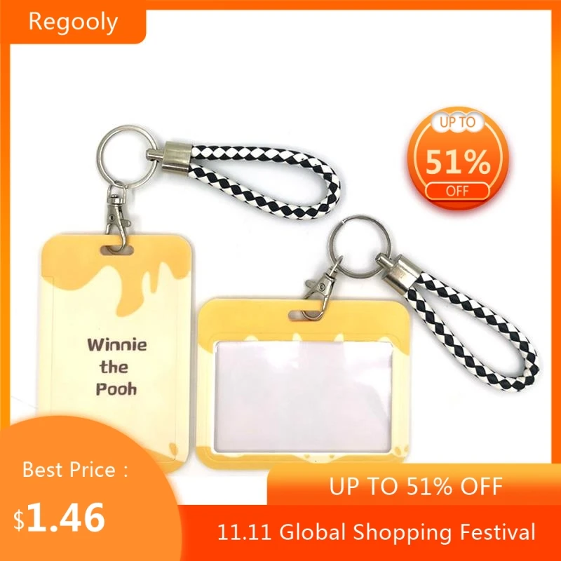 

Pooh Bear Winnie Fashion Women Card Holder Lanyard Colorful Retractable Badge Reel Nurse Doctor Student Exhibition Card Holder