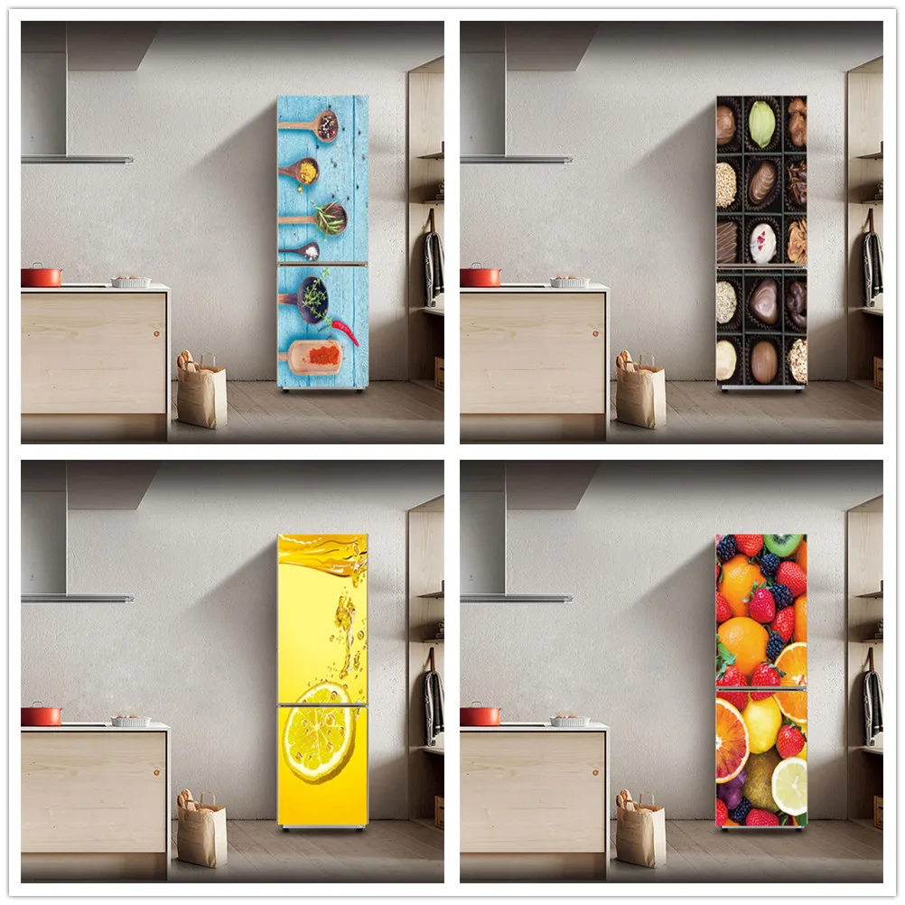 

Fruit Refrigerator Sticker Full Film Kitchenware Self-Adhesive Refrigerators Waterproof Renovation Stickers To Cover Fridge