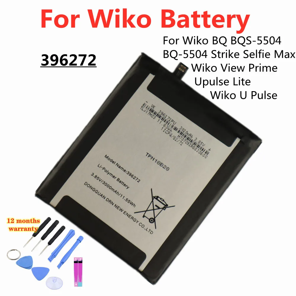 

Аккумулятор для телефона Wiko BQ 3000, 396272 мАч, аккумулятор для телефона Wiko BQ 5504, чехол Strike Selfie Max / Wiko View Prime / Upulse Lite / Wiko UPulse