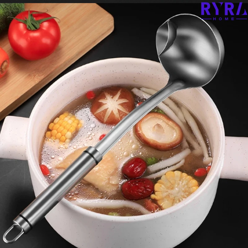 

Soup Fat Oil Filter Spoon Stainless Steel Ladles Skimmer Spoon Soup Colander Strainer Hot Pot Soup Scoop For Kitchen Spoon New
