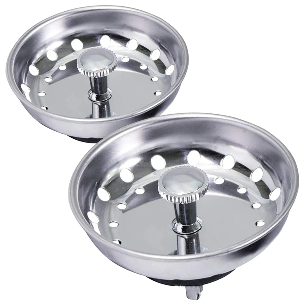 

2pcs Stainless Steel Accessories Replacement Basket Home Kitchen Rustproof Sink Strainer Drain Stopper Silver Dishwasher Safe