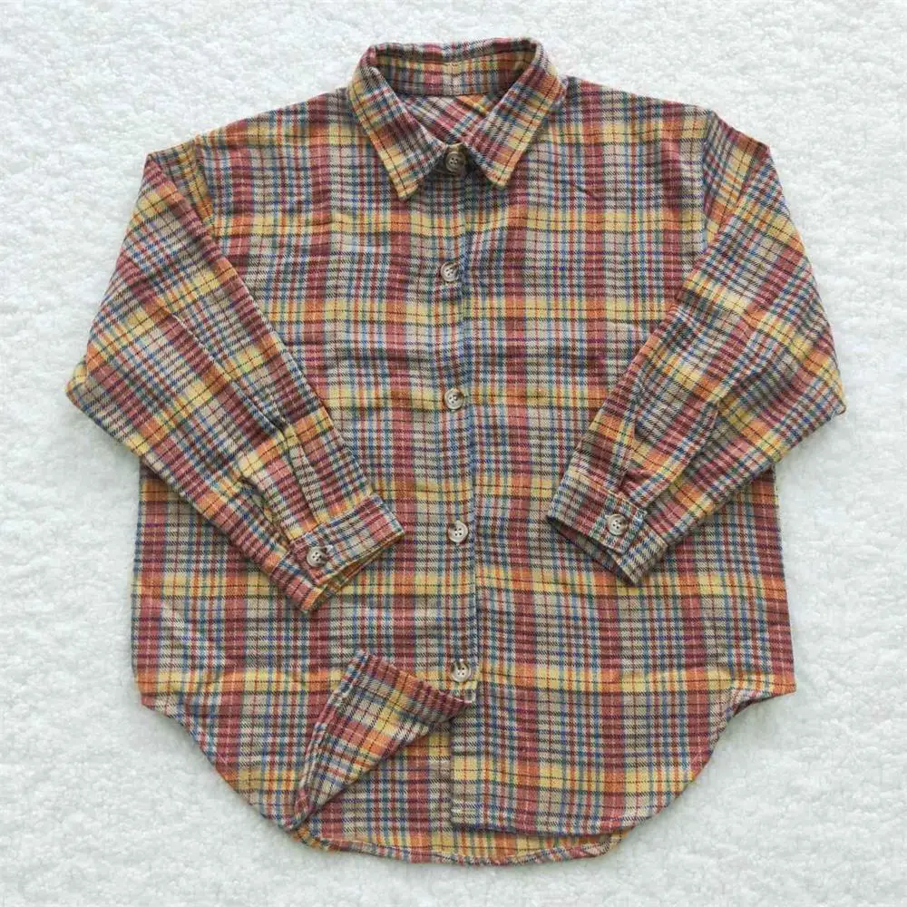 Kids Newborn Blouse Plaid Bodysuit Baby Girl Boy Button Down Infant Long Sleeves Tops Toddler Children Pocket Cardigan Clothes