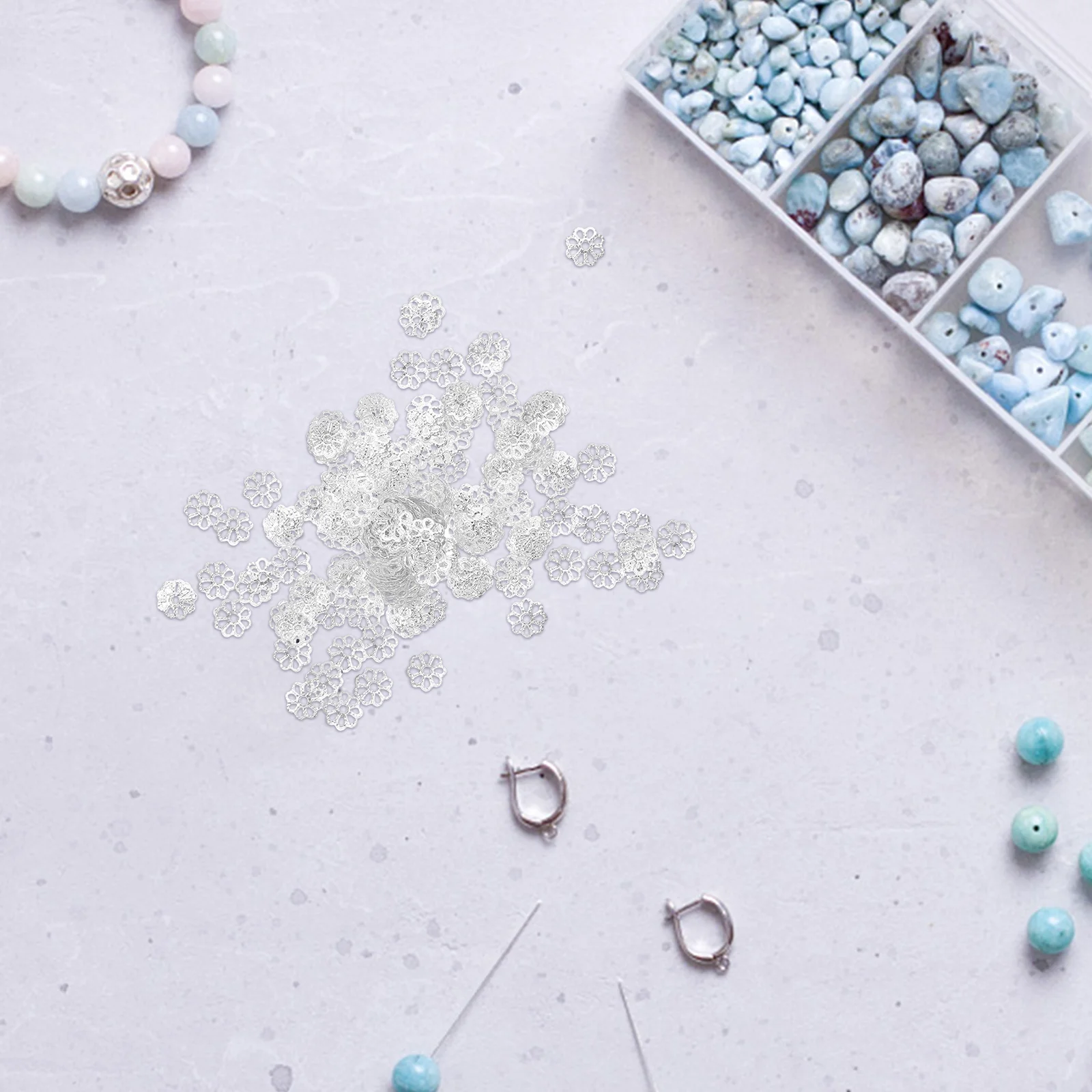 

1200 Pcs Jewelry Parts Beads End Caps Crafts Hollow Out Spacer Metal Making Supplies Choker