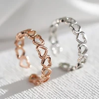 hollow love heart rings open adjustable rosegold silver jewelry 2021 design rings jewelry wedding party women girl gift