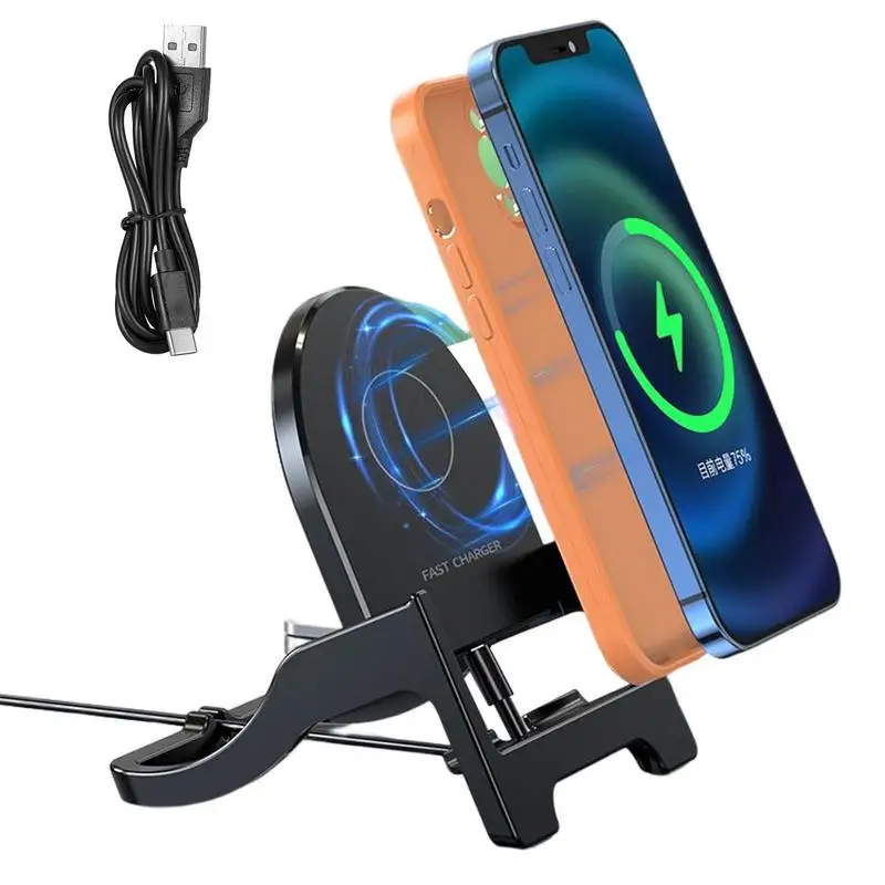 

Wireless Fast Charger Stand 15W For Phone 13 12 11 Max Fast Charger Foldable Charging Station Dock ForApple Watch 7 6 SE