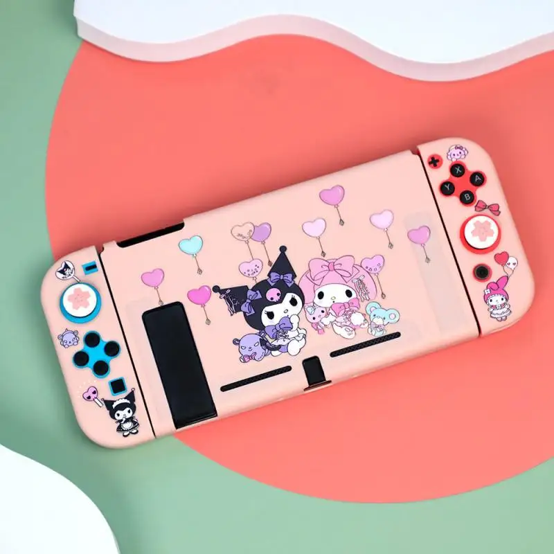 

Switch NS/OLED Protective Case Sanrio My Melody Kuromi Handle Cover Rocker Cap Tempered Film Anti-Fall Skin Friendly Cute Gift