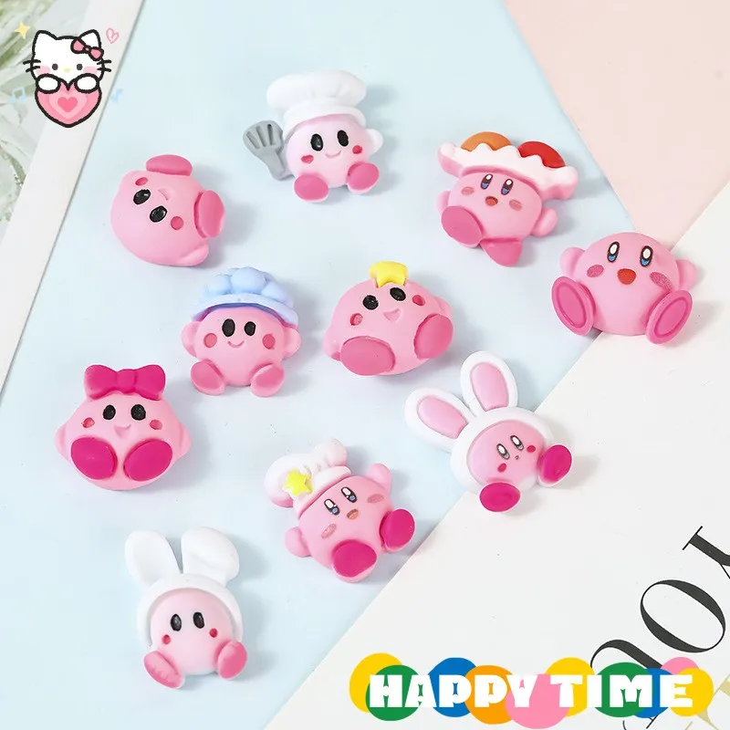 

10Pcs Food Play Series Kirbys Cute Cream Glue Diy Accessories Anime Hairpin Resin Accessories Cartoon Kawaii Shoes Decorations