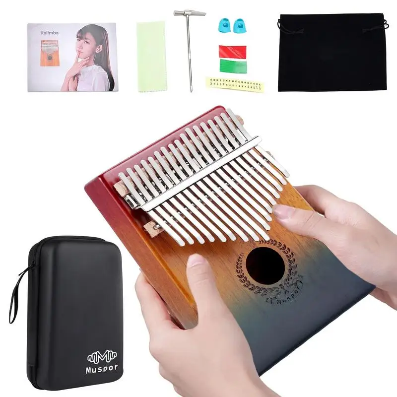 

Пианино Kalimba для большого пальца, градиентные музыкальные подарки для мужчин, красное дерево, портативное фортепиано на 17 клавиш, музыкальн...