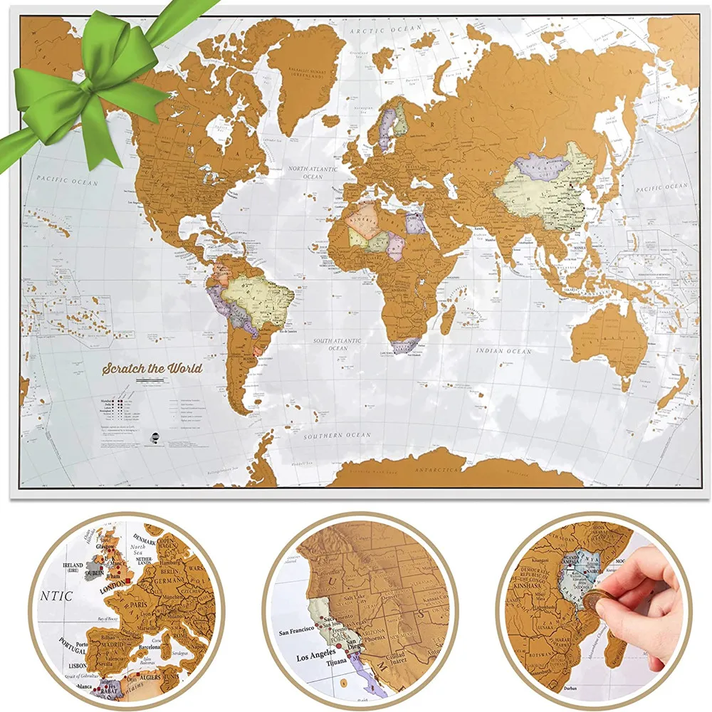 

Deluxe Scratch The Travel Map | Scratch Off Map Poster Large Maps International, Travel Journal Alternative | Travel Gifts