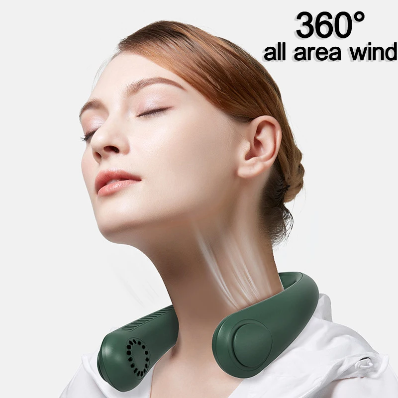 New Mini Neck Fan Portable Bladeless Hanging Neck Rechargeable Air Cooler 3 Speed Mini Summer Sports Fans