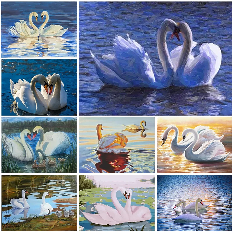 

Animal 5D Diamond Painting White Swan Oil Painting Full Drill Mosaic Diamond Embroidery Kit DIY Rhinestone Home Art Decoration