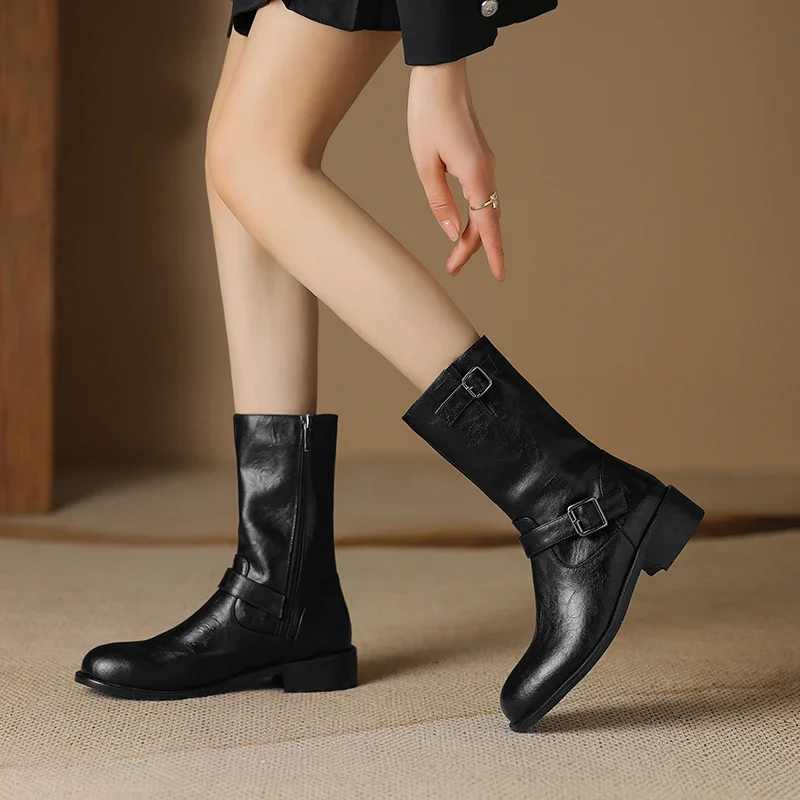 Винтажные ковбойские сапоги в стиле вестерн с металлической пряжкой на ремне