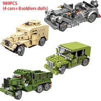 ww2 military truck armored car building blocks compatible weapon gun classic mini bricks vehicle diy toys for children boys gift