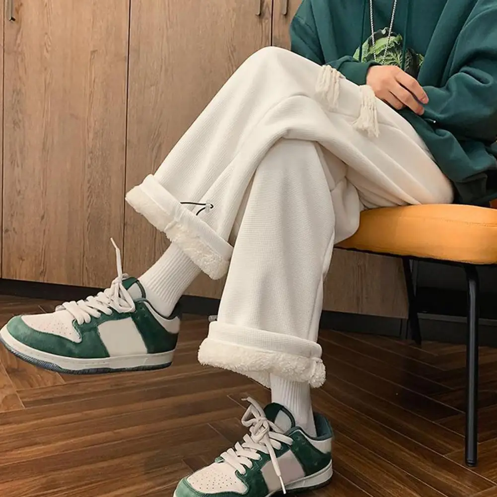 

Stylish Ankle Length Winter Pants Men Trousers Straight Keep Warm