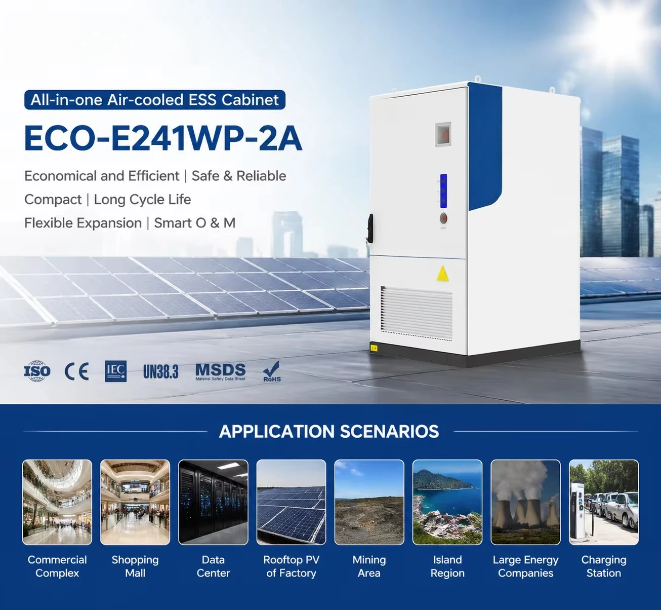 Фото ELECNOVA ECO-E241WP-2A Универсальная система накопления энергии с воздушным охлаждением (ESS-шкаф) для зарядных станций электромобилей №5