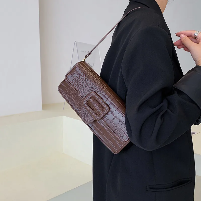 Ladies New Designer Fashion Casual Flip Shoulder Underarm Bags for Women Small Square Bag Vintage PU Leather Texture Handbags